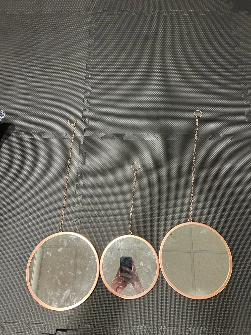 Umbra Rose Gold Round Hanging Mirrors Set of 3